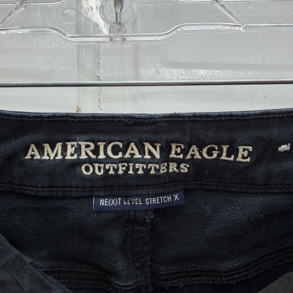 American Eagle Ne(x)t Level Stretch Hi Rise Shortie Black Jean Shorts Women's 4 - Picture 4 of 6